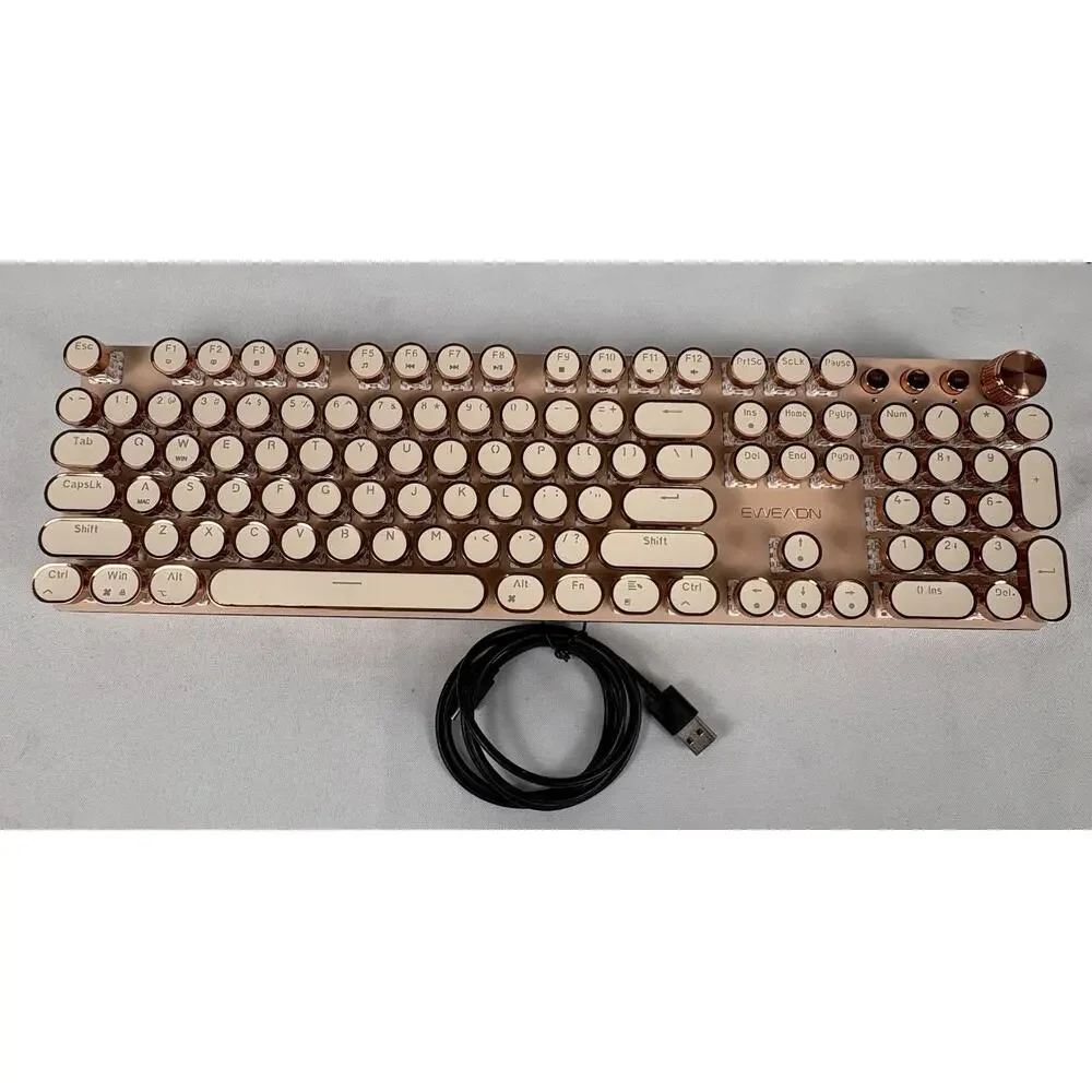 EWEADN V20 Rose Gold Mechanical Gaming Keyboard 104 Keys Round White Backlit